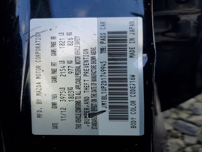 Aukcja sprzedaży 2013 Mazda 3, vin: JM1BL1UP2D1749945, numer aukcji: 75729445