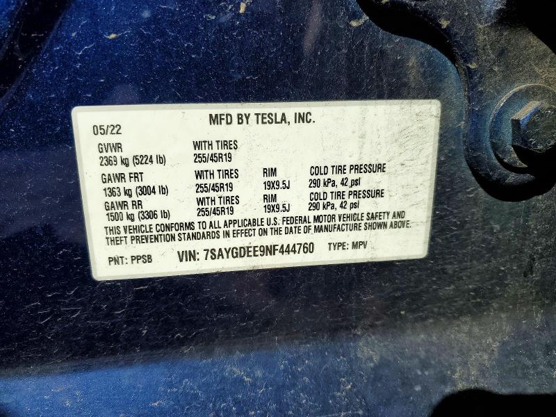 Aukcja sprzedaży 2022 Tesla Model Y, vin: 7SAYGDEE9NF444760, numer aukcji: 78840965