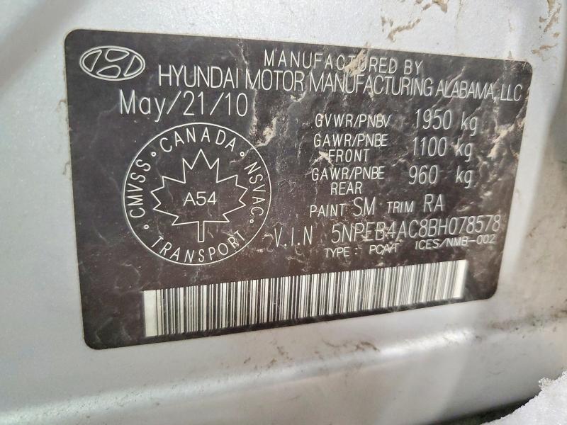 Aukcja sprzedaży 2011 Hyundai Sonata, vin: 5NPEB4AC8BH078578, numer aukcji: 78086955