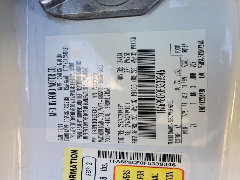 Продажа на аукционе авто 2015 Ford Mustang, vin: 1FA6P8CF0F5339346, номер лота: 76740545