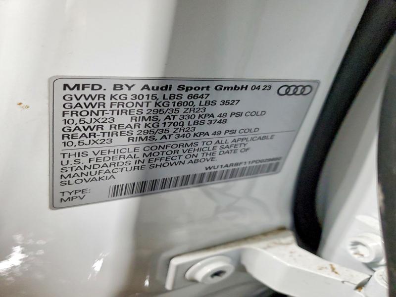 Продаж на аукціоні авто 2023 Audi Rs Q8, vin: WU1ARBF11PD029650, номер лоту: 75579035