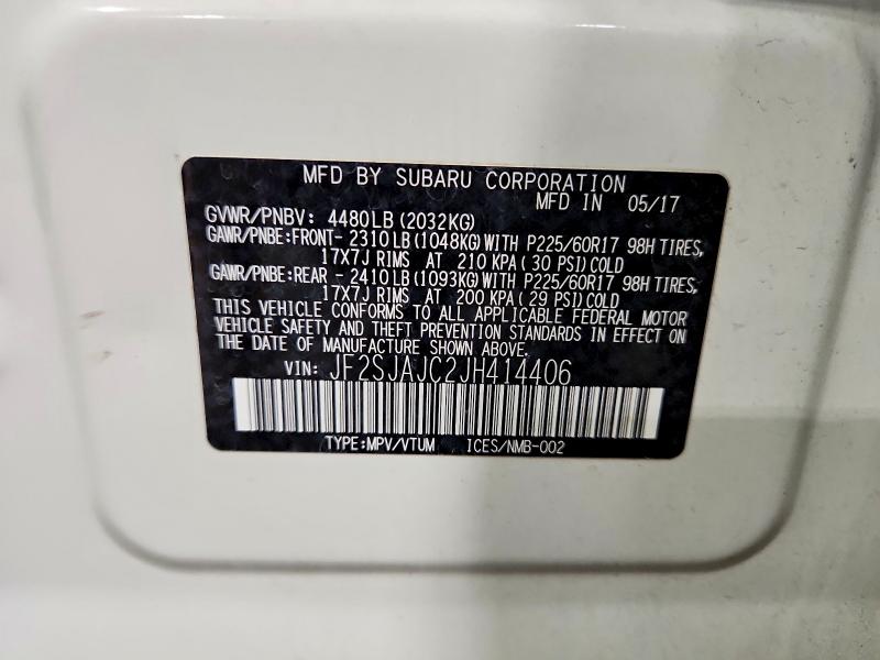 Aukcja sprzedaży 2018 Subaru Forester, vin: JF2SJAJC2JH414406, numer aukcji: 77133035