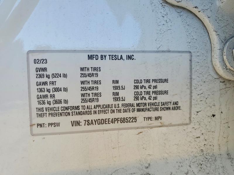 78701415 :رقم المزاد ، 7SAYGDEE4PF685225 vin ، 2023 Tesla Model Y مزاد بيع