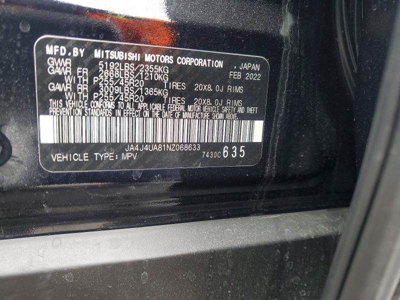 Aukcja sprzedaży 2022 Mitsubishi Outlander, vin: JA4J4UA81NZ068633, numer aukcji: 78480405