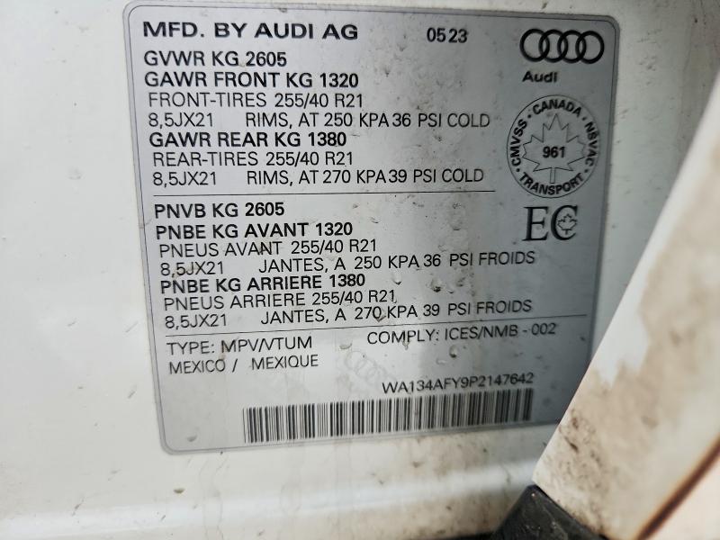 Aukcja sprzedaży 2023 Audi Sq5, vin: WA134AFY9P2147642, numer aukcji: 77339165