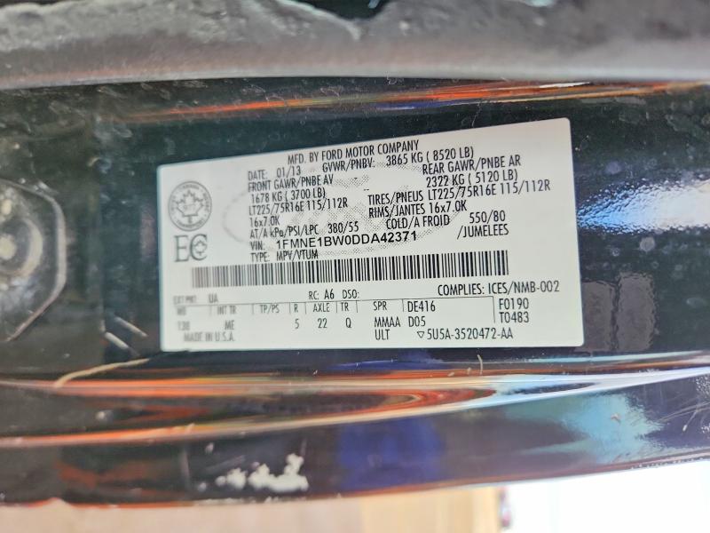 76355065 :رقم المزاد ، 1FMNE1BW0DDA42371 vin ، 2013 Ford Econoline مزاد بيع