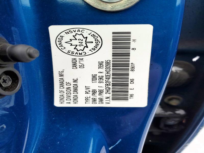Aukcja sprzedaży 2014 Honda Civic, vin: 2HGFB2F40EH030985, numer aukcji: 76113335