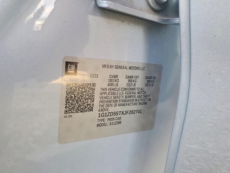 77125325 :رقم المزاد ، 1G1ZD5STXJF202741 vin ، 2018 Chevrolet Malibu مزاد بيع