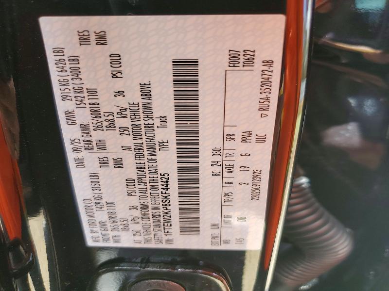 Aukcja sprzedaży 2025 Ford F150, vin: 1FTEW2KP8SKF44425, numer aukcji: 77586395
