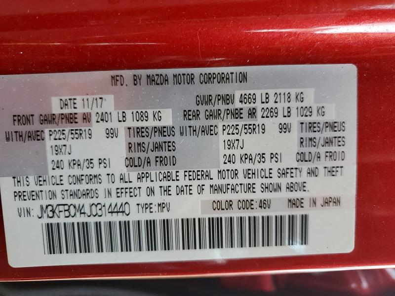 77109115 :رقم المزاد ، JM3KFBCM4J0314440 vin ، 2018 Mazda Cx-5 مزاد بيع