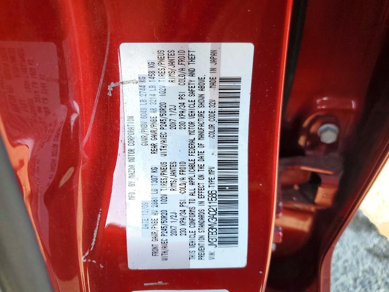 Aukcja sprzedaży 2010 Mazda Cx-9, vin: JM3TB3MV3A0211586, numer aukcji: 75974355