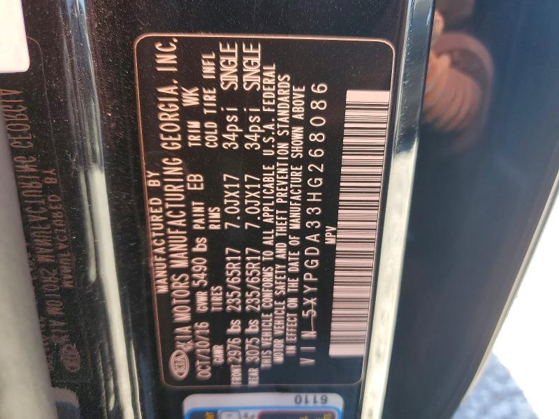 Продаж на аукціоні авто 2017 Kia Sorento, vin: 5XYPGDA33HG268086, номер лоту: 77280235
