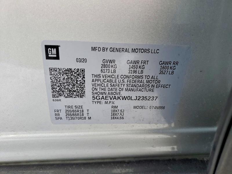 Продажа на аукционе авто 2020 Buick Enclave, vin: 5GAEVAKW0LJ235237, номер лота: 78311295