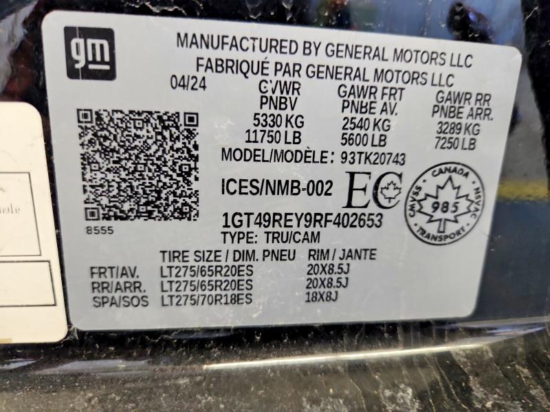 2024 Gmc Sierra მანქანა იყიდება აუქციონზე, vin: 1GT49REY9RF402653, აუქციონის ნომერი: 78822545