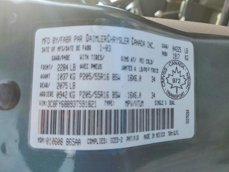 78608295 :رقم المزاد ، 3C8FY68B93T591821 vin ، 2003 Chrysler Pt Cruiser مزاد بيع