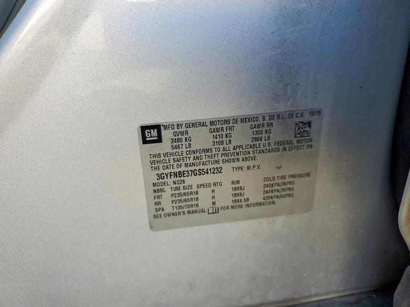 75816545 :رقم المزاد ، 3GYFNBE37GS541232 vin ، 2016 Cadillac Srx مزاد بيع