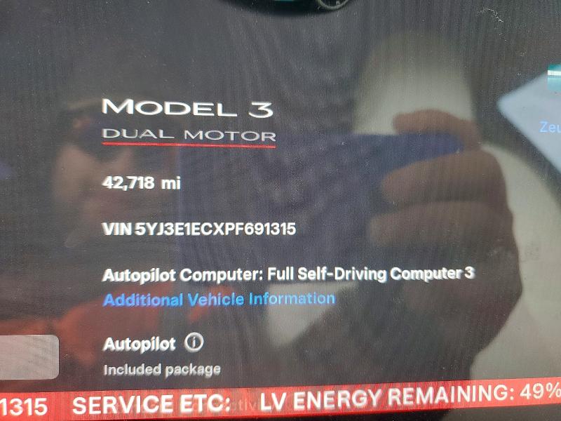 Aukcja sprzedaży 2023 Tesla Model 3, vin: 5YJ3E1ECXPF691315, numer aukcji: 76757135