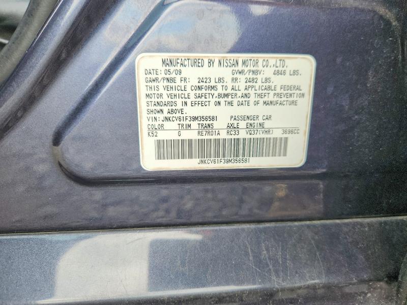 77608975 :رقم المزاد ، JNKCV61F39M356581 vin ، 2009 Infiniti G37 مزاد بيع