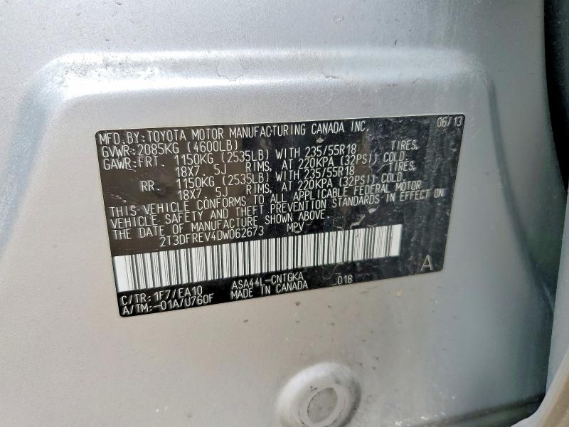 2013 Toyota Rav4 მანქანა იყიდება აუქციონზე, vin: 2T3DFREV4DW062673, აუქციონის ნომერი: 79199215