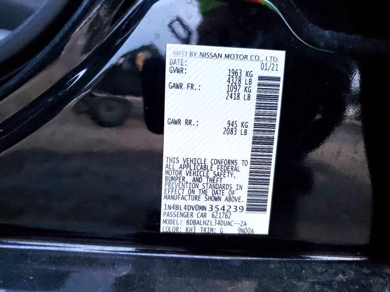 Продаж на аукціоні авто 2021 Nissan Altima, vin: 1N4BL4DV0MN354239, номер лоту: 73215185