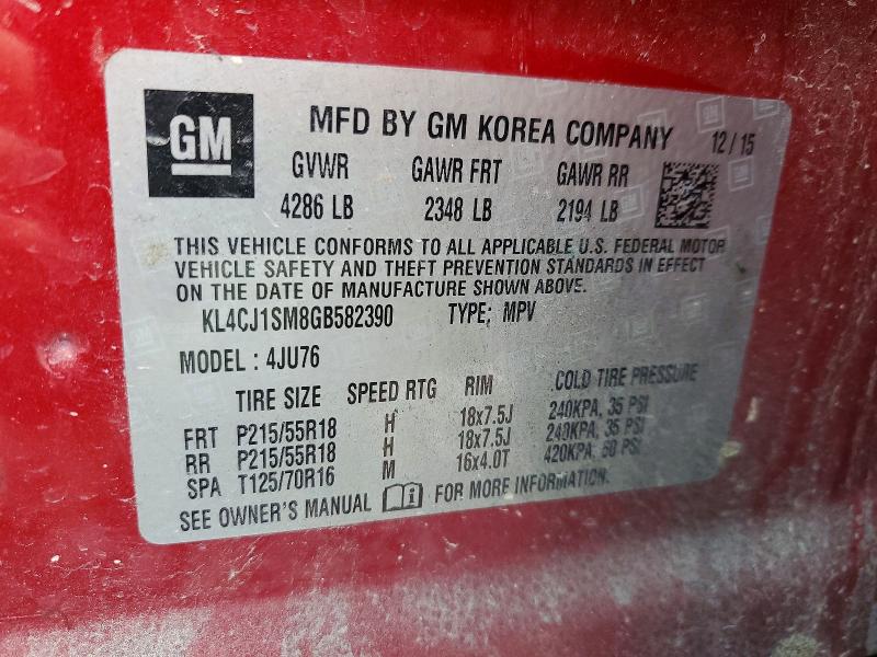 Продажа на аукционе авто 2016 Buick Encore, vin: KL4CJ1SM8GB582390, номер лота: 77544635