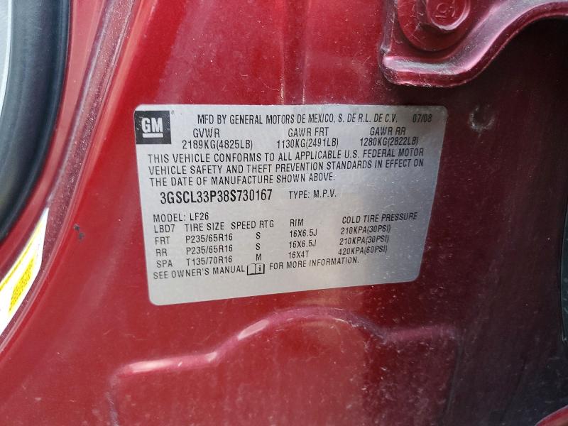 2008 Saturn Vue მანქანა იყიდება აუქციონზე, vin: 3GSCL33P38S730167, აუქციონის ნომერი: 77561975