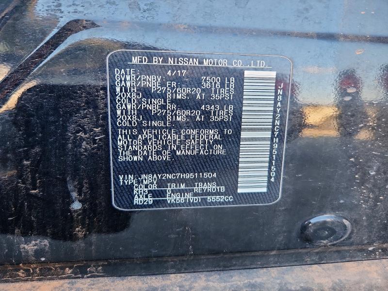 Aukcja sprzedaży 2017 Nissan Armada, vin: JN8AY2NC7H9511504, numer aukcji: 75516425
