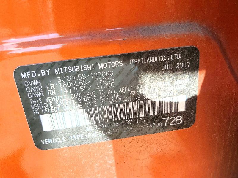 Продаж на аукціоні авто 2018 Mitsubishi Mirage, vin: ML32A4HJ8JH001137, номер лоту: 75651895