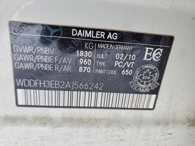 2010 Mercedes Benz B200 მანქანა იყიდება აუქციონზე, vin: WDDFH3EB2AJ566242, აუქციონის ნომერი: 74972395
