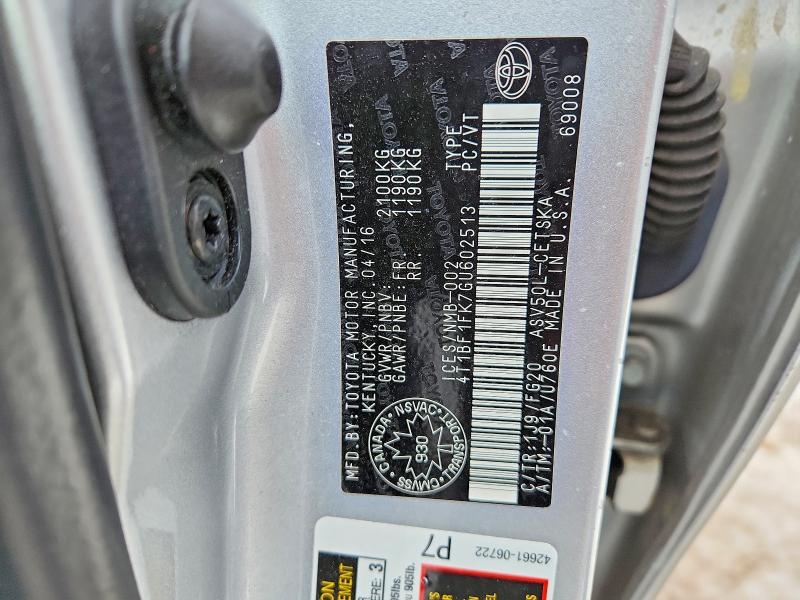 78755285 :رقم المزاد ، 4T1BF1FK7GU602513 vin ، 2016 Toyota Camry مزاد بيع