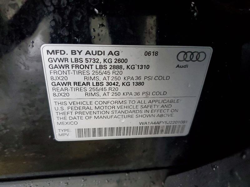 Aukcja sprzedaży 2018 Audi Sq5, vin: WA1A4AFY5J2201081, numer aukcji: 78404725
