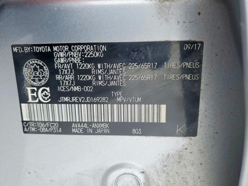 Aukcja sprzedaży 2018 Toyota Rav4 Hybrid, vin: JTMRJREV2JD169282, numer aukcji: 78971145