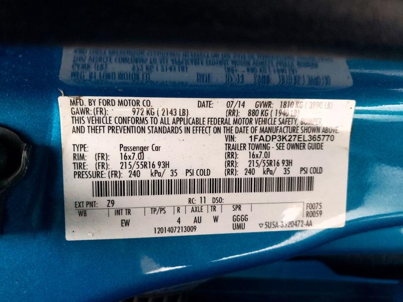 2014 Ford Focus მანქანა იყიდება აუქციონზე, vin: 1FADP3K27EL365770, აუქციონის ნომერი: 75756885
