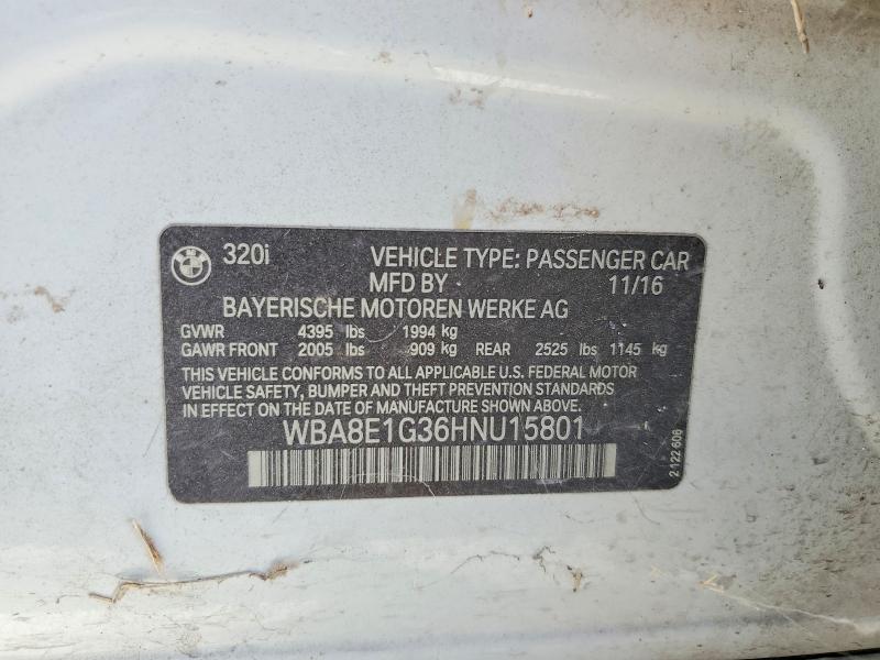 Aukcja sprzedaży 2017 Bmw 320, vin: WBA8E1G36HNU15801, numer aukcji: 78430995