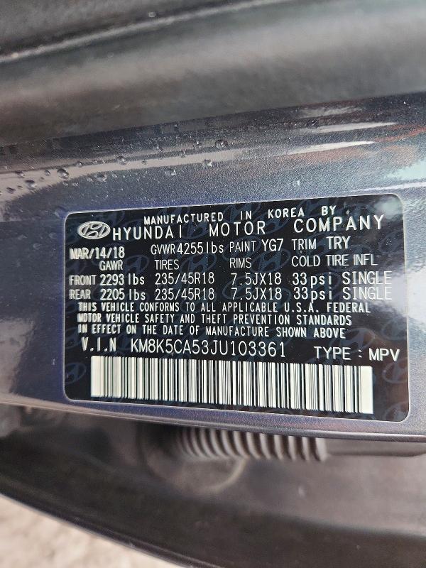 Aukcja sprzedaży 2018 Hyundai Kona, vin: KM8K5CA53JU103361, numer aukcji: 77866875