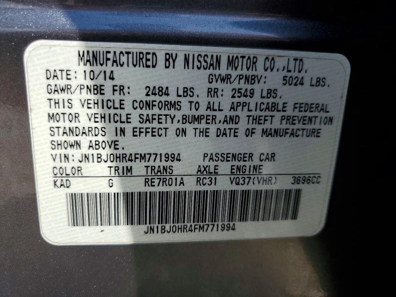 79267785 :رقم المزاد ، JN1BJ0HR4FM771994 vin ، 2015 Infiniti Qx50 مزاد بيع