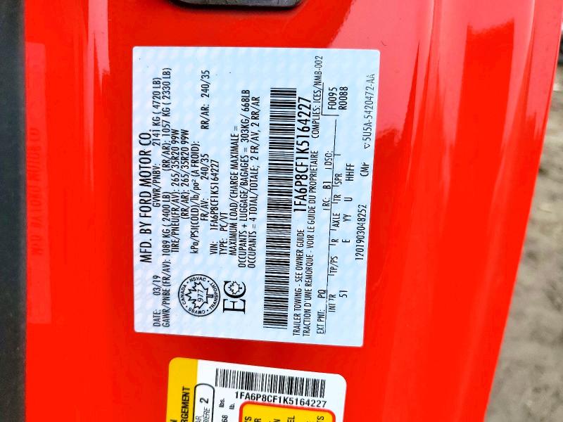 Aukcja sprzedaży 2019 Ford Mustang, vin: 1FA6P8CF1K5164227, numer aukcji: 78122995