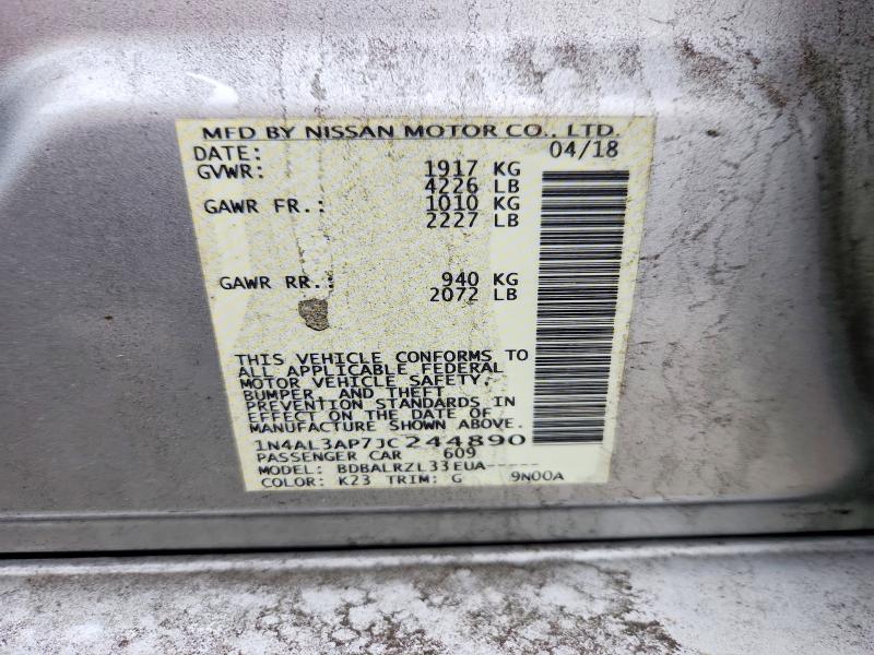 Aukcja sprzedaży 2018 Nissan Altima, vin: 1N4AL3AP7JC244890, numer aukcji: 78878345