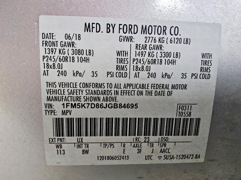 Продажа на аукционе авто 2018 Ford Explorer, vin: 1FM5K7D86JGB84695, номер лота: 78125605