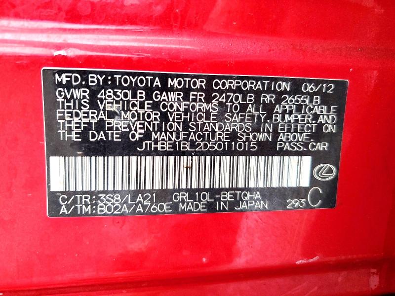 Продажа на аукционе авто 2013 Lexus Gs, vin: JTHBE1BL2D5011015, номер лота: 77796785