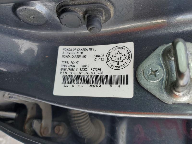 Aukcja sprzedaży 2012 Honda Civic, vin: 2HGFB2F97CH113788, numer aukcji: 74656835