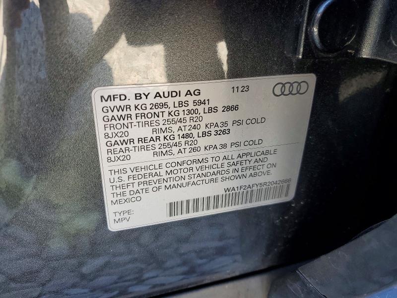 2024 Audi Q5 E მანქანა იყიდება აუქციონზე, vin: WA1F2AFY5R2042666, აუქციონის ნომერი: 76184315