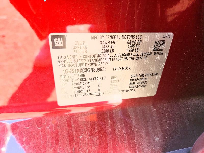 Aukcja sprzedaży 2016 Gmc Yukon, vin: 1GKS1AKC3GR303531, numer aukcji: 78882335