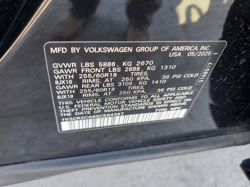Продаж на аукціоні авто 2025 Volkswagen Atlas, vin: 1V2CR2CA6SC564397, номер лоту: 78823735