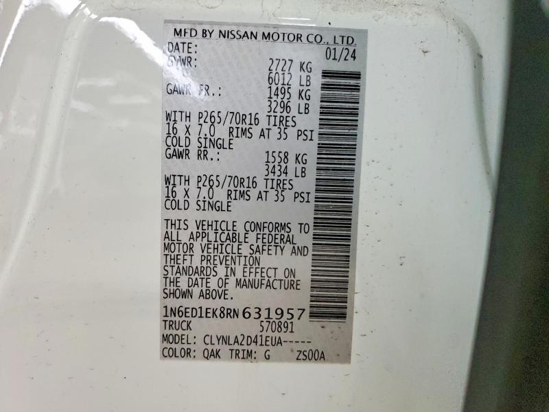 Продаж на аукціоні авто 2024 Nissan Frontier, vin: 1N6ED1EK8RN631957, номер лоту: 76787815