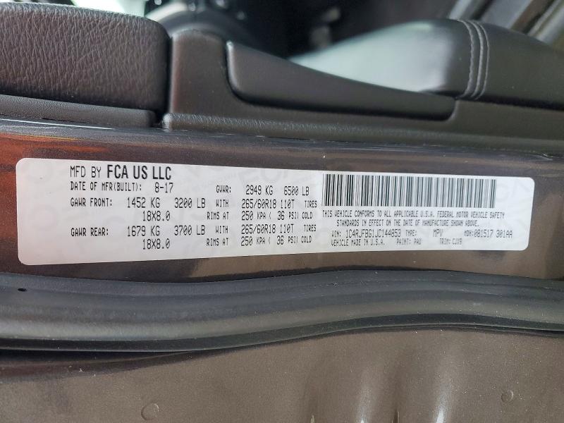 Aukcja sprzedaży 2018 Jeep Grand Cherokee, vin: 1C4RJFBG1JC144853, numer aukcji: 77486675