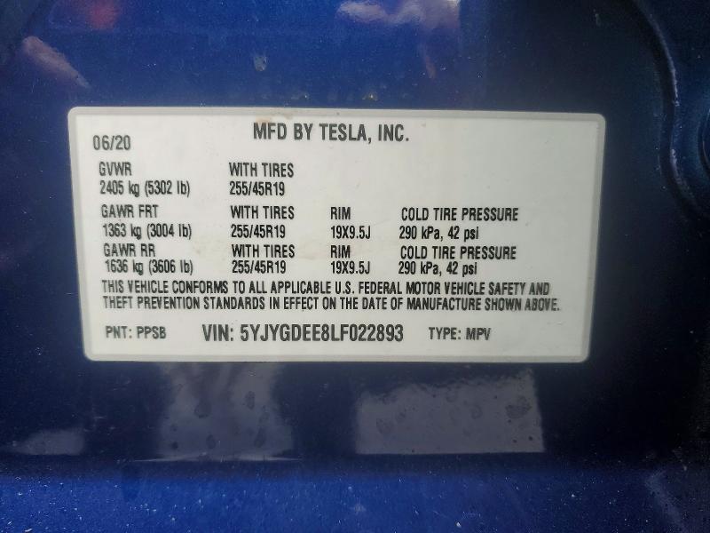 Aukcja sprzedaży 2020 Tesla Model Y, vin: 5YJYGDEE8LF022893, numer aukcji: 77882595