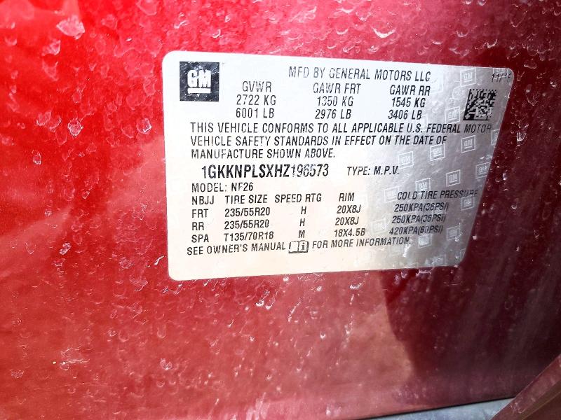 75959395 :رقم المزاد ، 1GKKNPLSXHZ196573 vin ، 2017 Gmc Acadia مزاد بيع