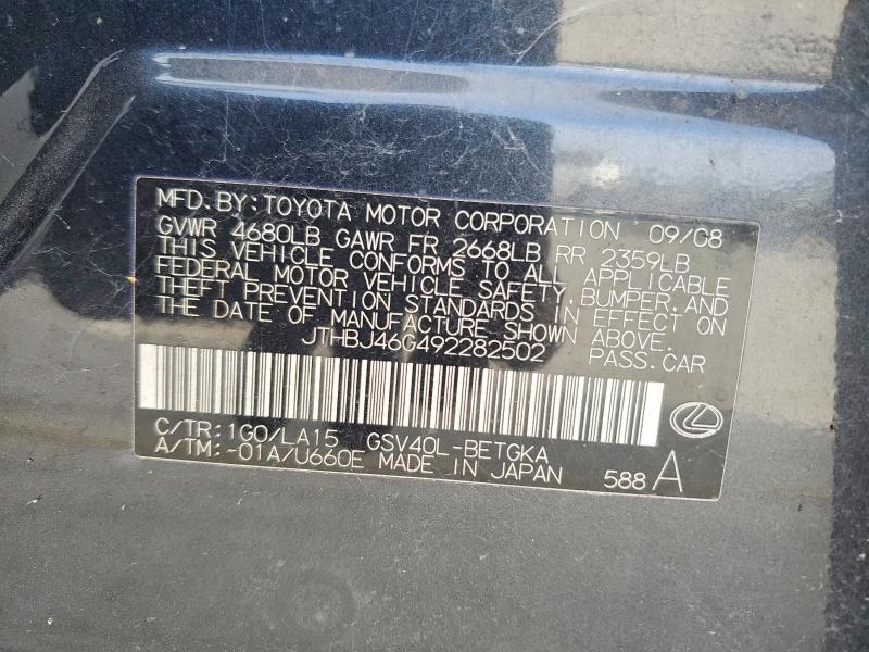 Продаж на аукціоні авто 2009 Lexus Es, vin: JTHBJ46G492282502, номер лоту: 78680965