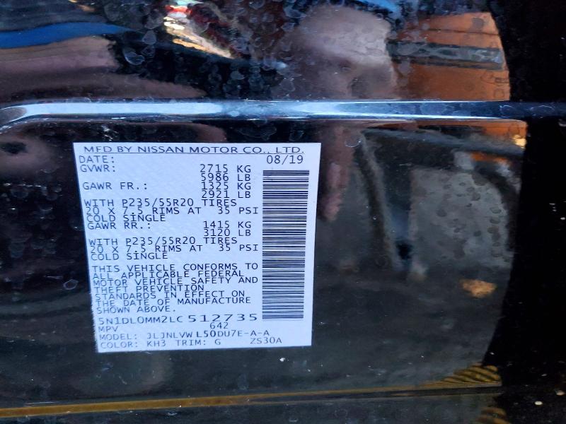 76538885 :رقم المزاد ، 5N1DL0MM2LC512735 vin ، 2020 Infiniti Qx60 مزاد بيع